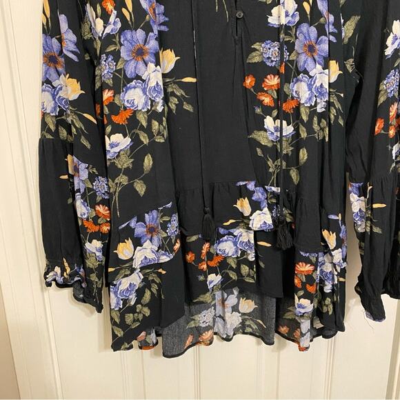 American Eagle Black Floral Print Boho Blouse Size XXL - Picture 3 of 6